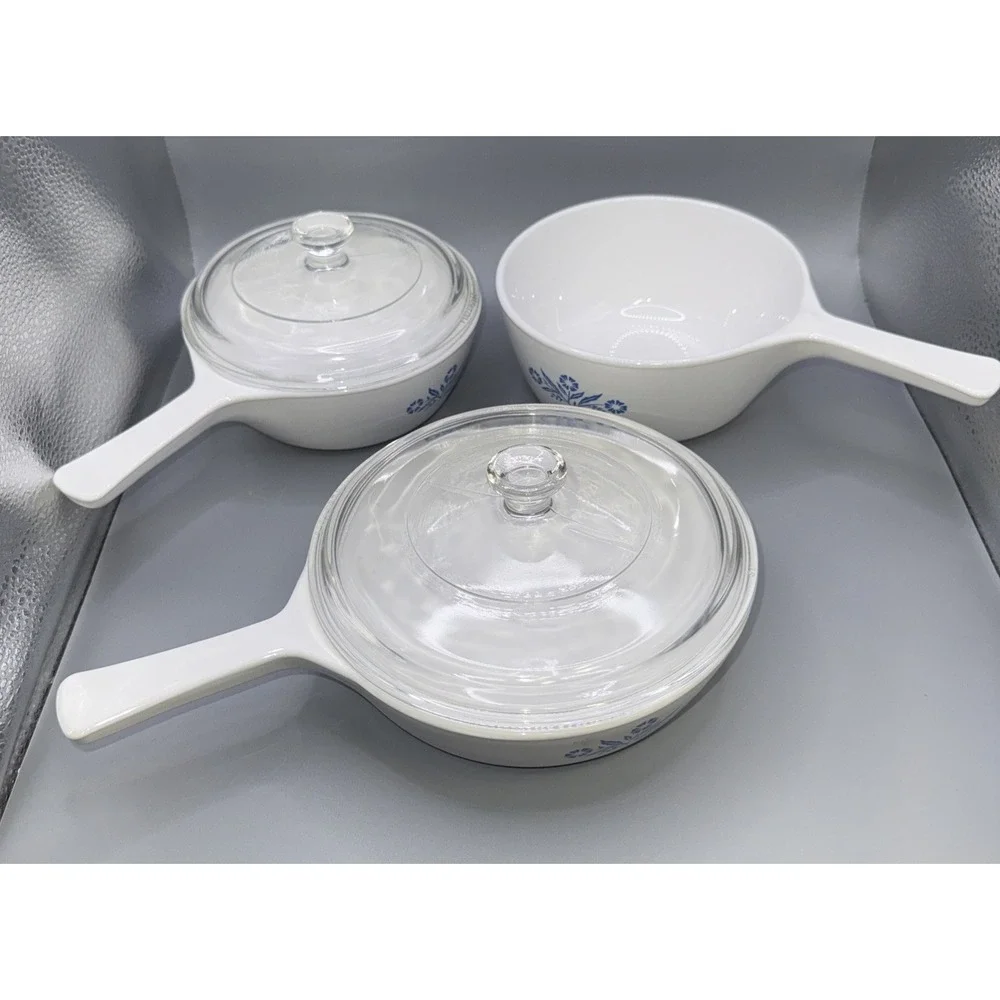 Vintage Corning‎ Ware  P-83-B Petite Pan & P-81-B P-82-B No Lid Cornflower Blue